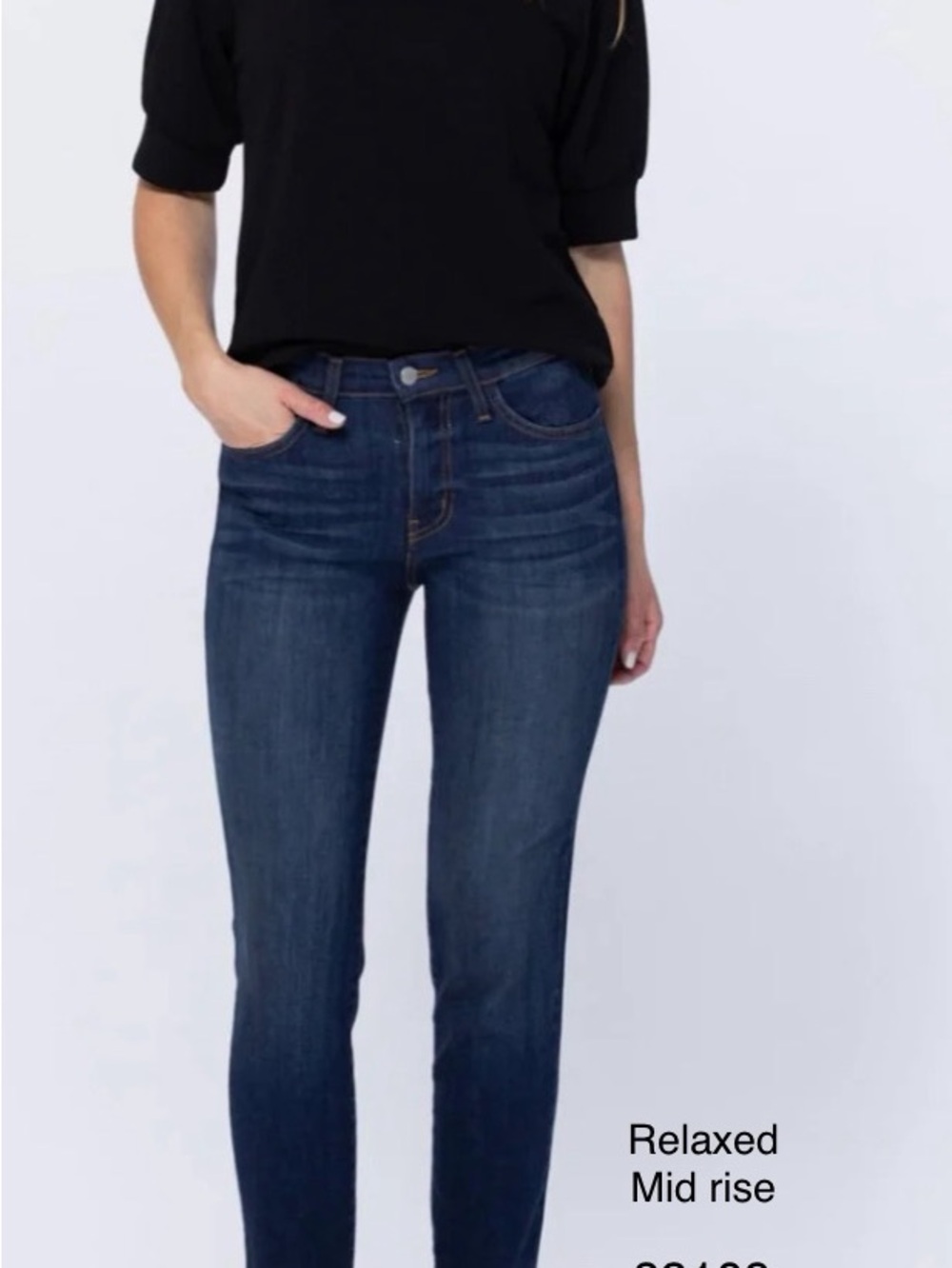 Judy Blue Indigo Straight Leg Mid-Rise Jeans